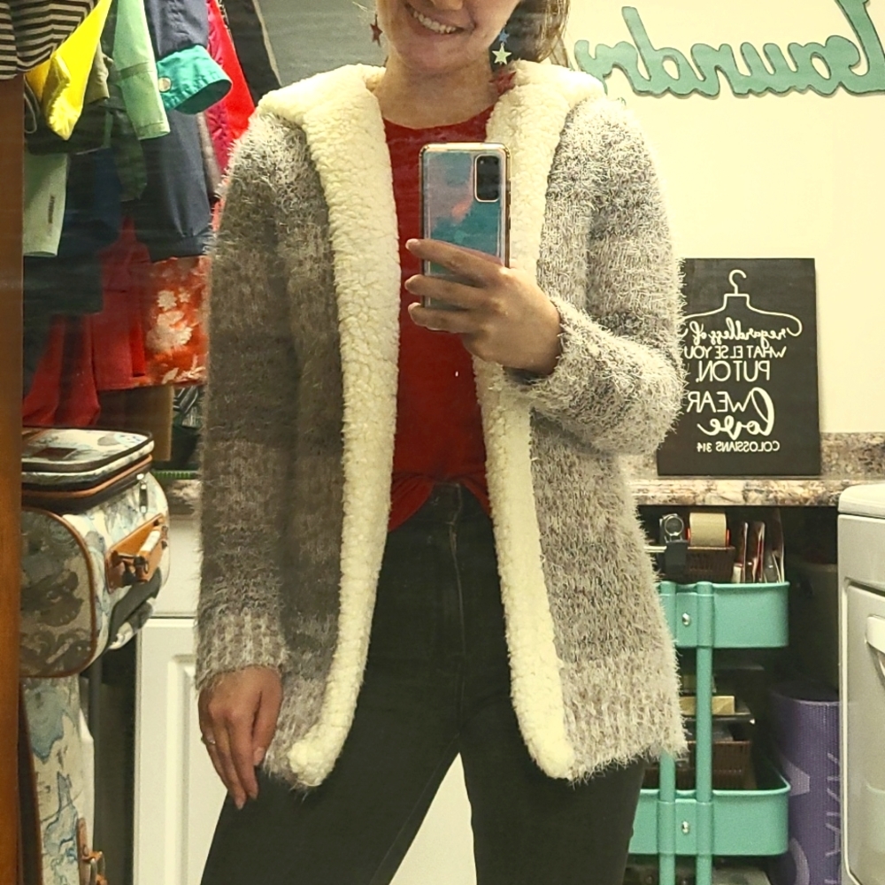 united states sweaters ©️ Long-Sleeve Cardigan Brown, Gray, White, Tan - medium